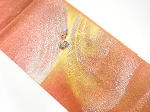 引き箔流水に鴛鴦模様刺繍名古屋帯